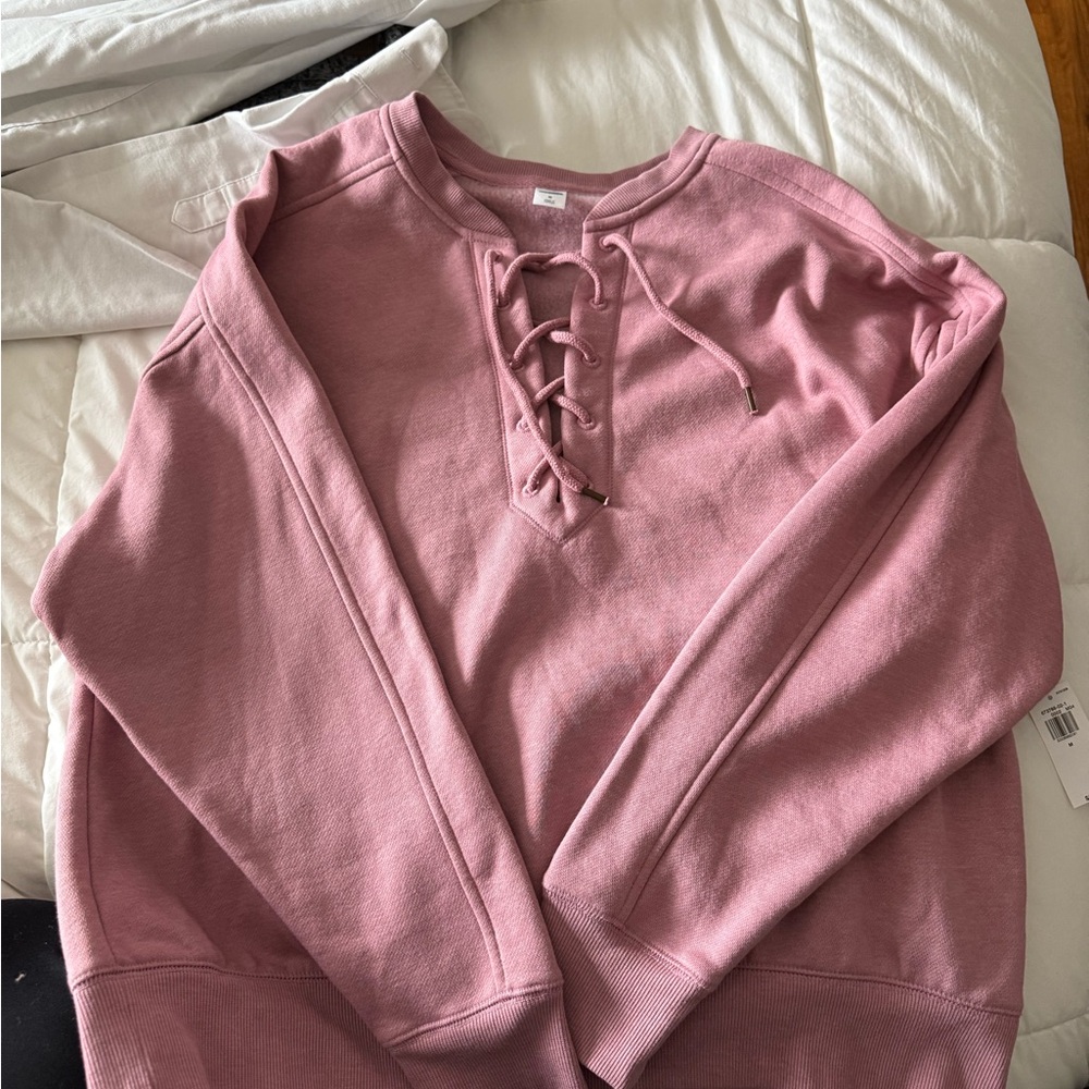 Lace Up Crew Neck Sweater-Oldnavy